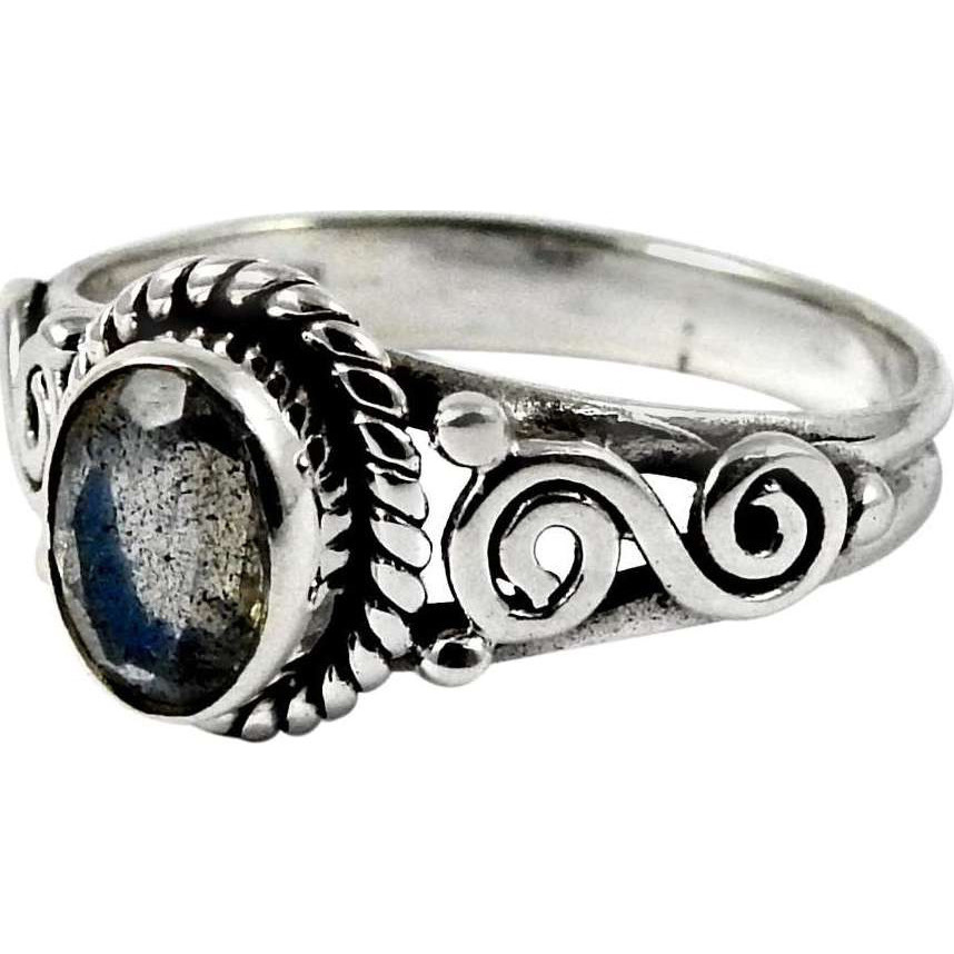 Big True Emotion 925 Sterling Silver Labradorite Ring