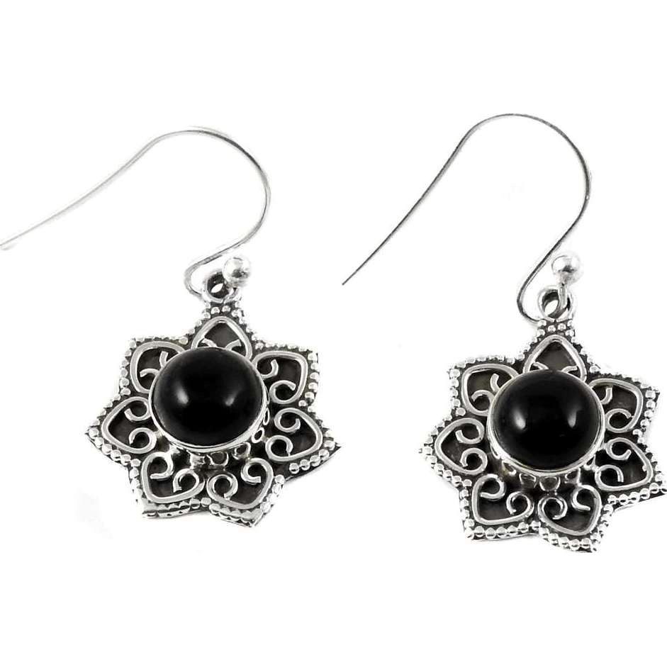 Passionate Love!! 925 Silver Black Onyx Earrings