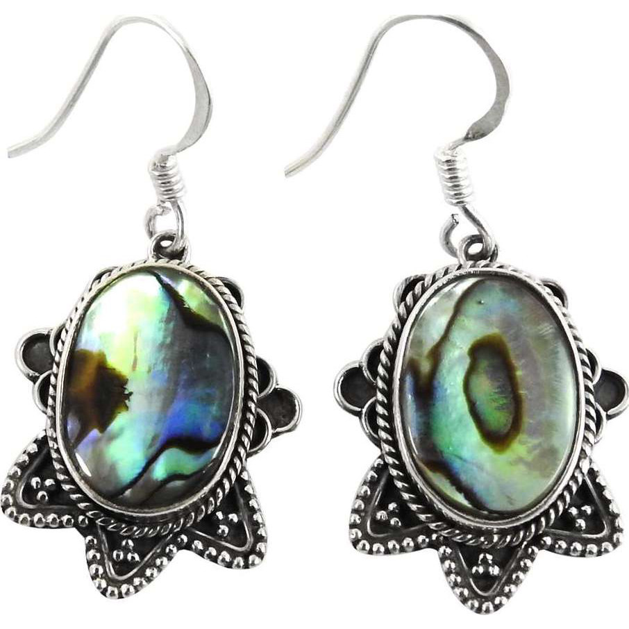 New Exclusive Style !! Ablone Shell 925 Sterling Silver Earrings