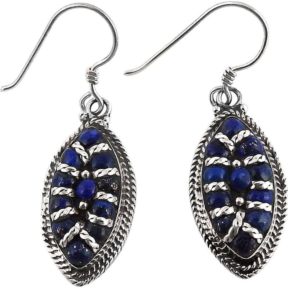 Completed Night !! Lapis 925 Sterling Silver Earrings