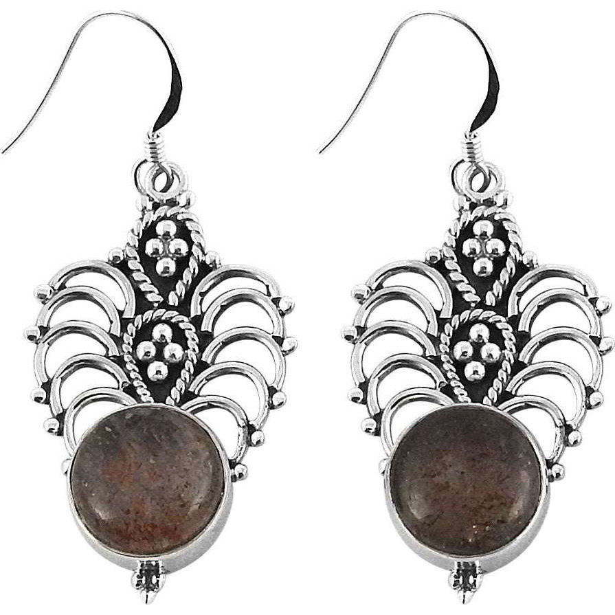 Big Natural Top !! Real Sunstone 925 Sterling Silver Earrings