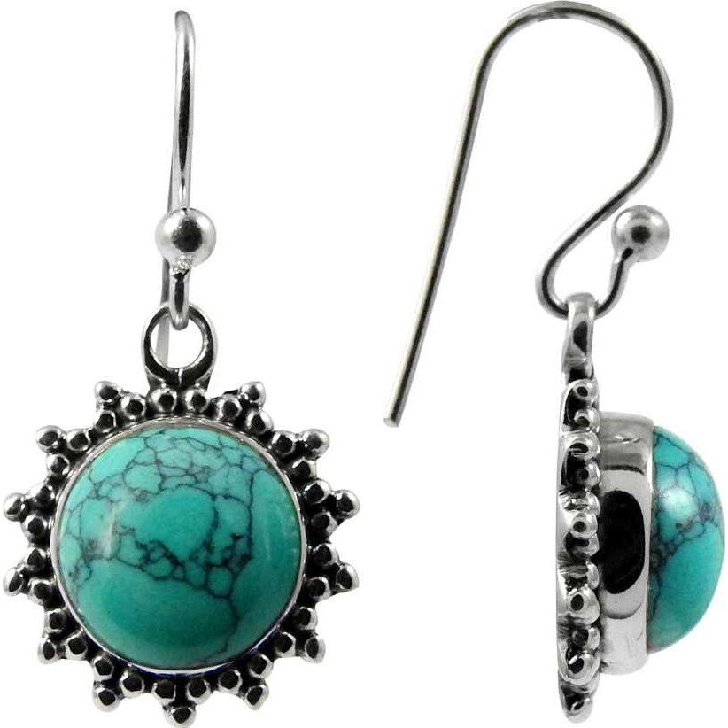 Big Excellent  Turquoise 925 Sterling Silver Earrings