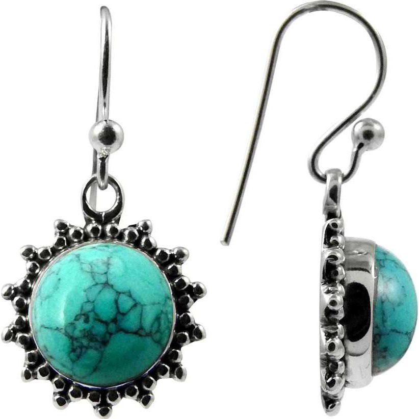 Big Weaving Light  Turquoise 925 Sterling Silver Earrings
