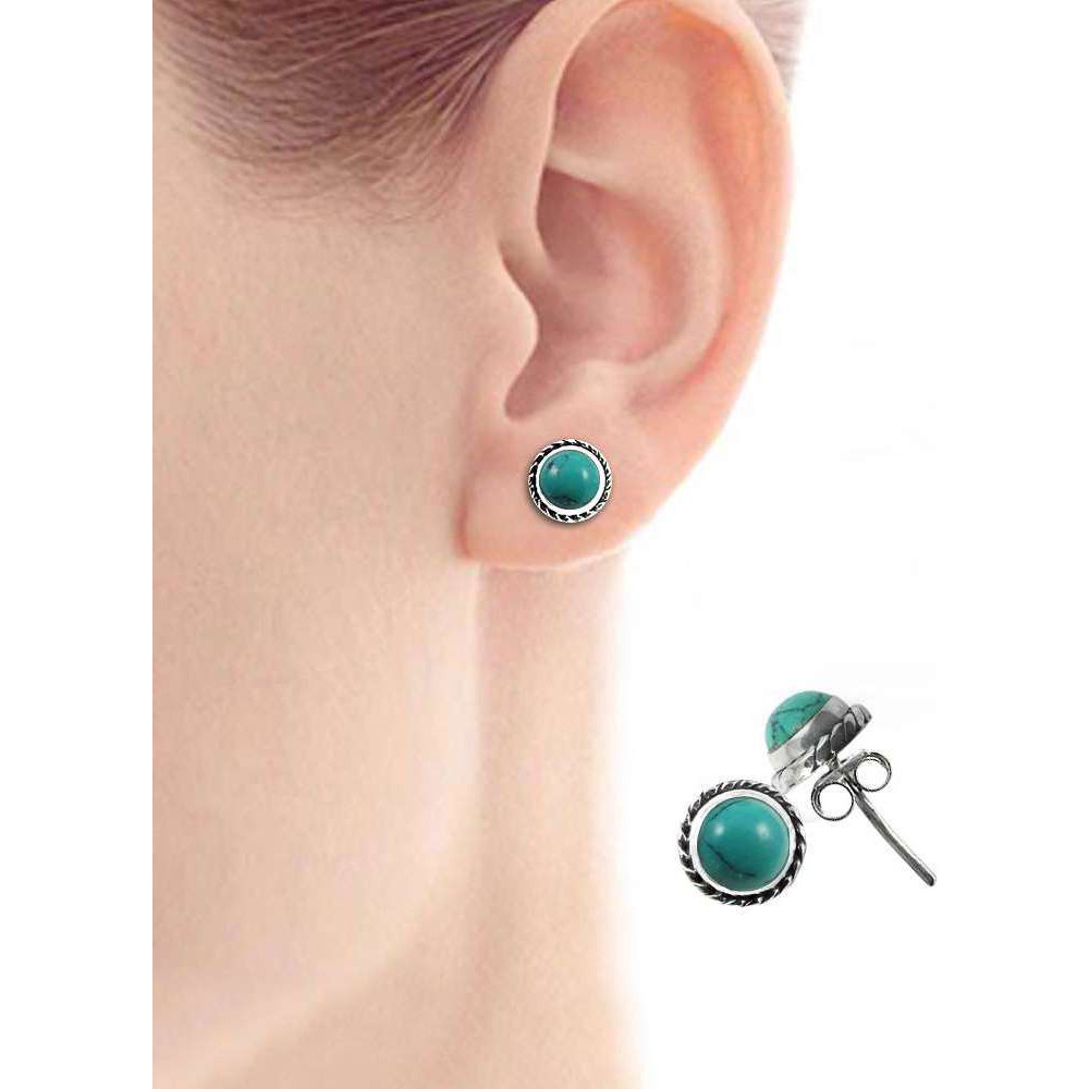 Paradise Bloom  925 Sterling Silver Turquoise Stud Earrings