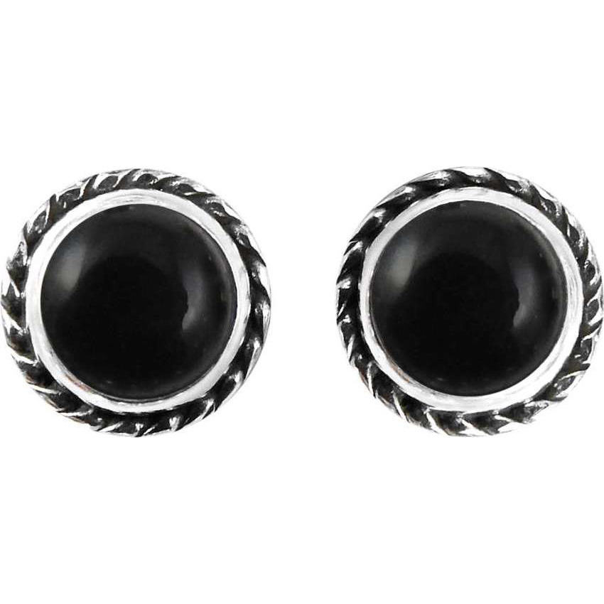 Afternoon Sun ! 925 Sterling Silver Black Onyx Stud Earrings