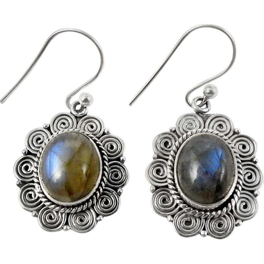 Modern Style Labradorite 925 Sterling Silver Earrings