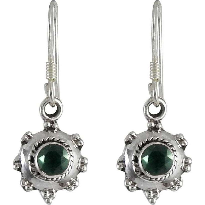 Big Royal Style 925 Silver Green Onyx Earrings