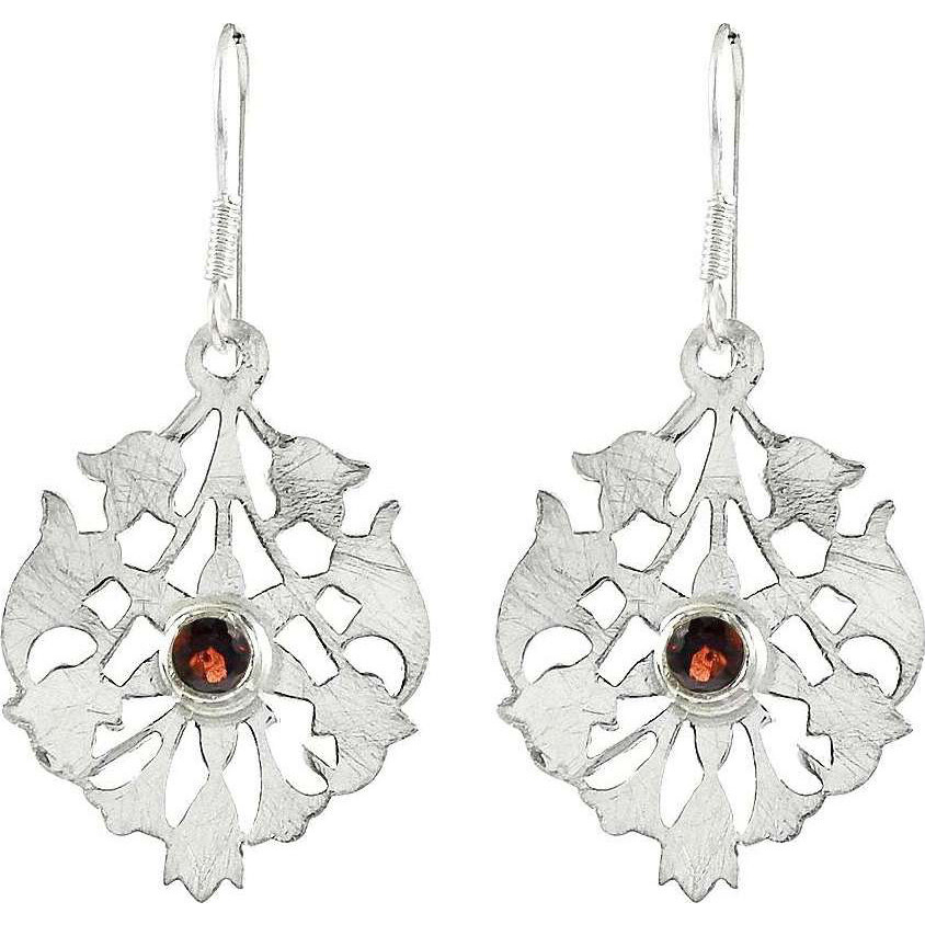 New Faceted 925 Silver Garnet Earrings