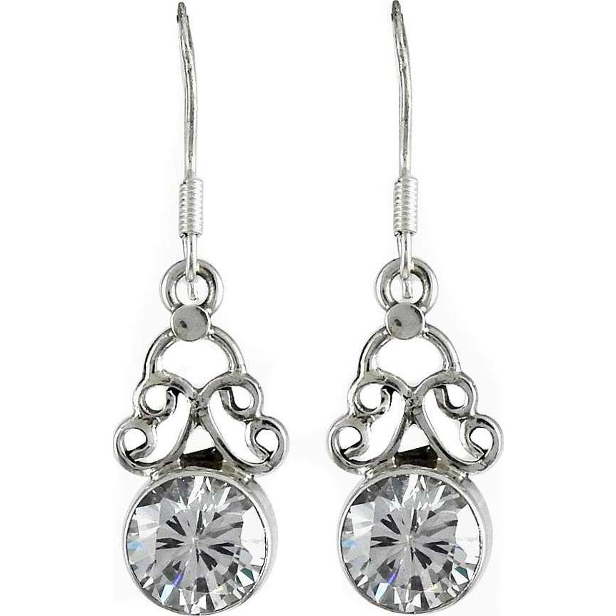 Fine! 925 Silver CZ Earrings