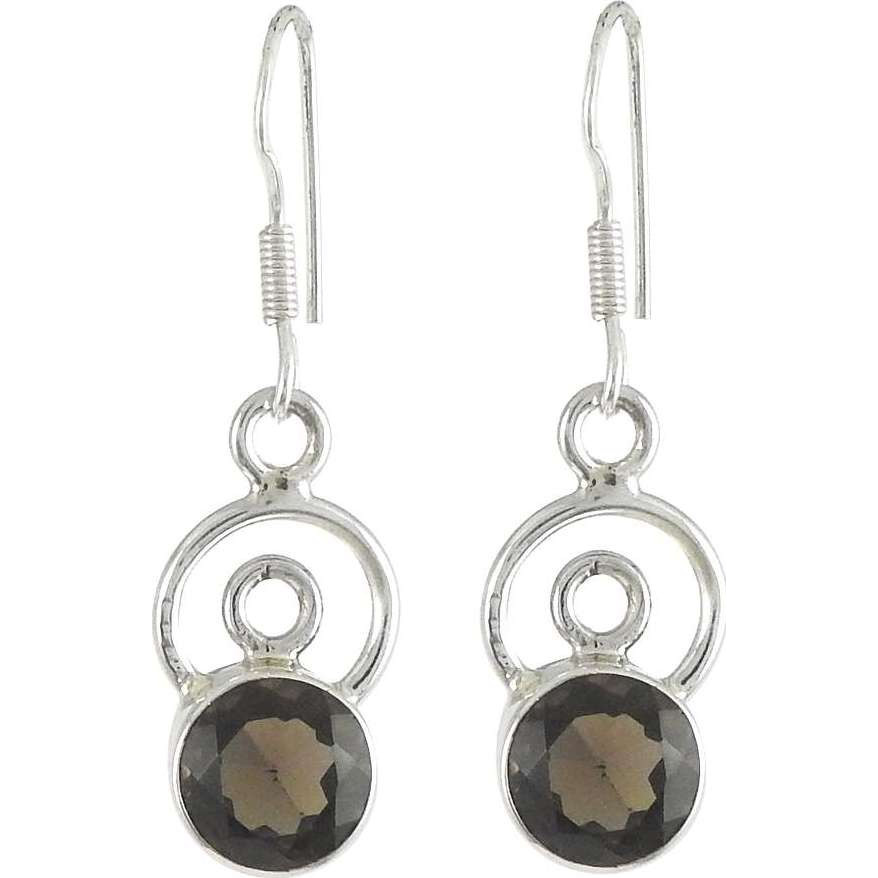 Big Royal Style 925 Sterling Silver Smoky Quartz Earrings