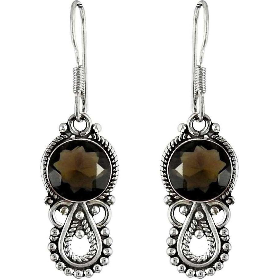 Dainty Daisy 925 Sterling Silver Smoky Quartz Earrings