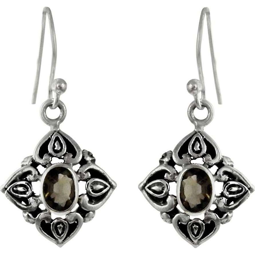 Blooming Garden Smoky Quartz 925 Sterling Silver Earrings