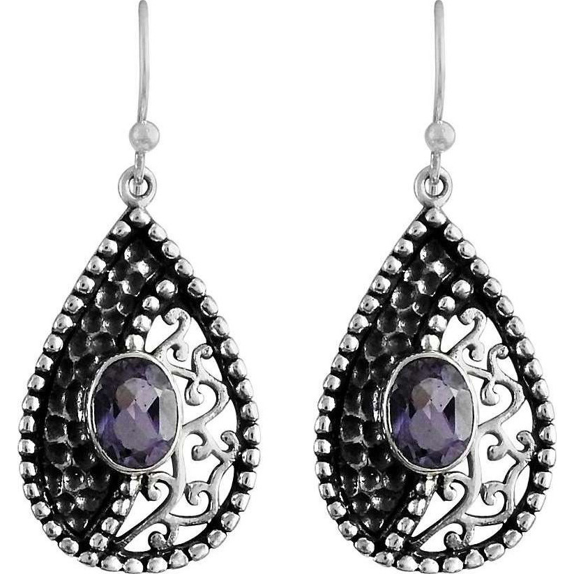 Tropical Glow! 925 Sterling Silver Amethyst Earrings