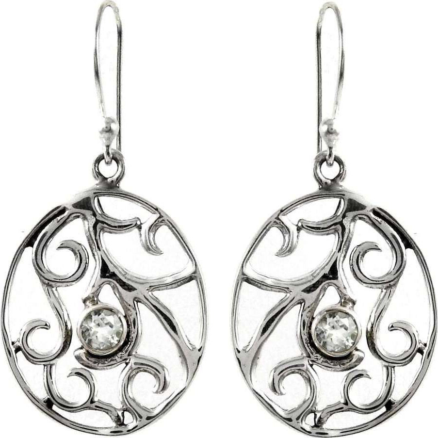 New Exclusive Style  Blue Topaz 925 Sterling Silver Earrings