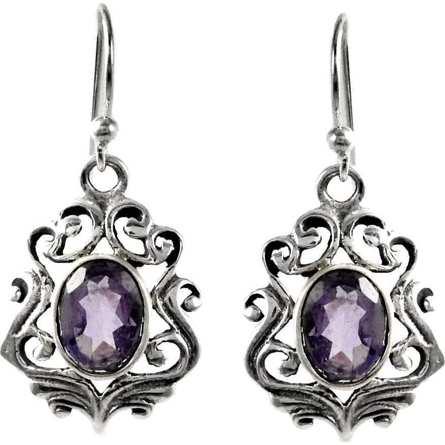 Stunning Natural Rich Amethyst 925 Sterling Silver Earrings