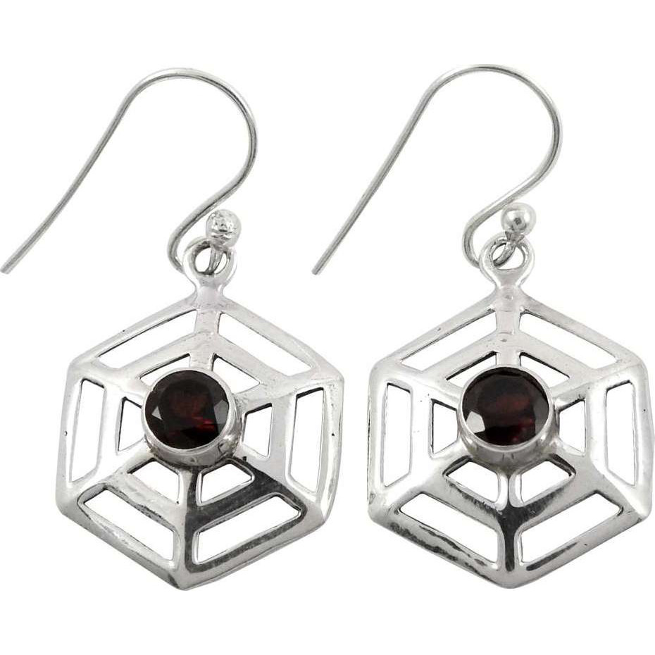 Classy Style  Garnet 925 Sterling Silver Earrings