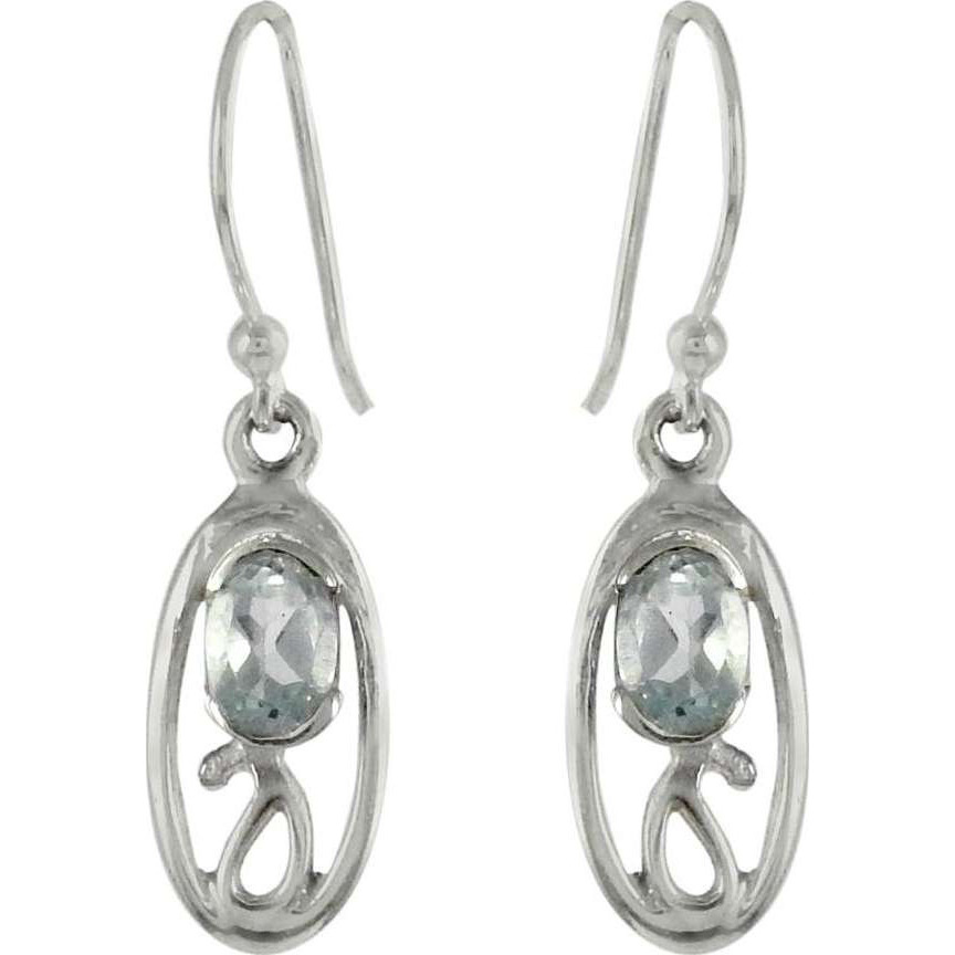 Natural Beauty!! Blue Topaz 925 Sterling Silver Earrings