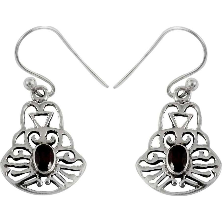 Big Delicate Garnet 925 Sterling Silver Earrings