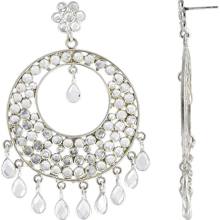 Big Natural Top  Crystal 925 Sterling Silver Earrings