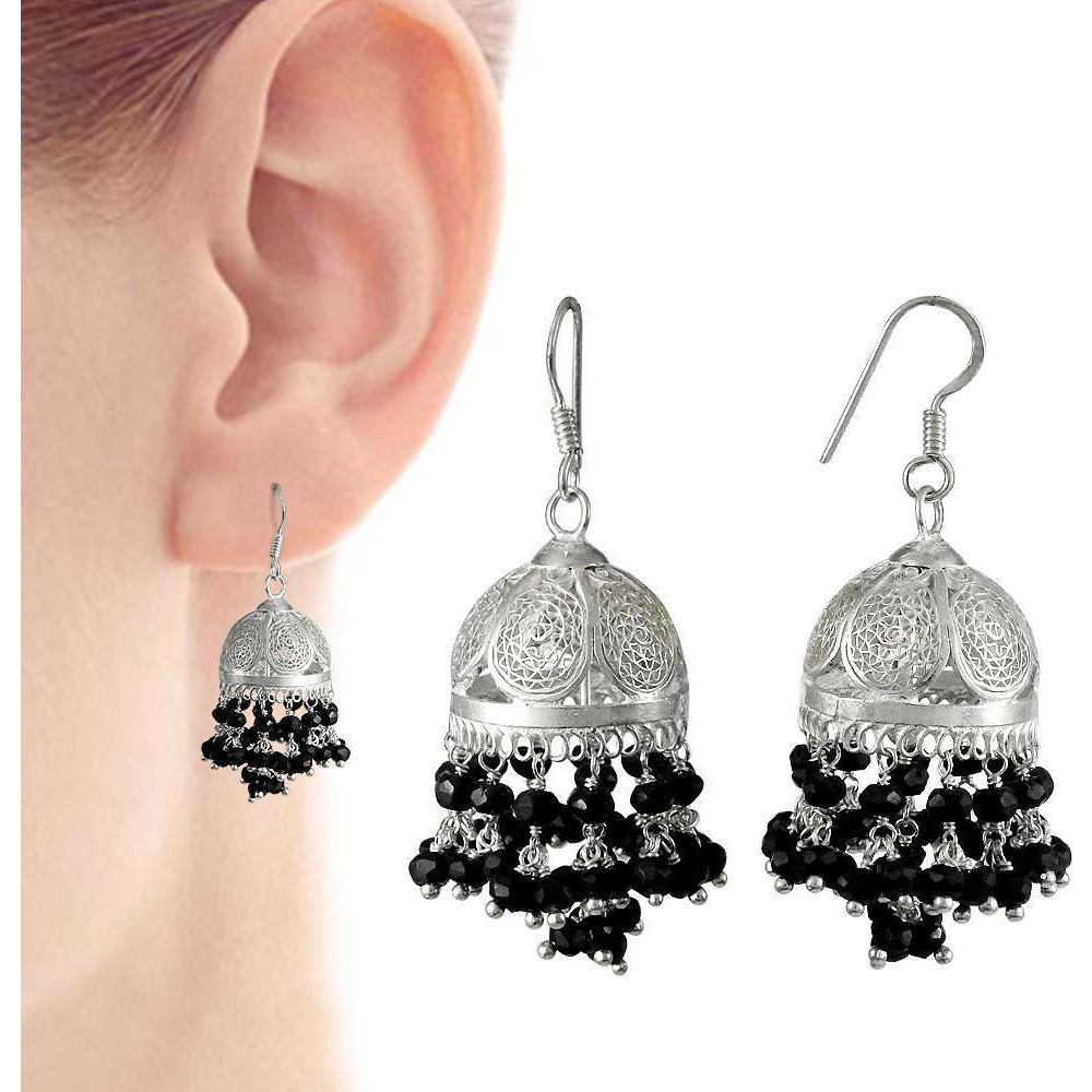 Kiss  925 Sterling Silver Black Onyx Jhumki