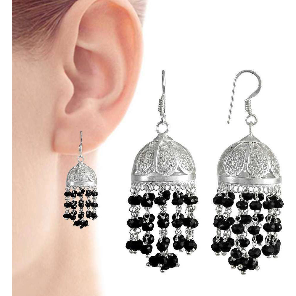 New Style Of  925 Sterling Silver Black Onyx Jhumki