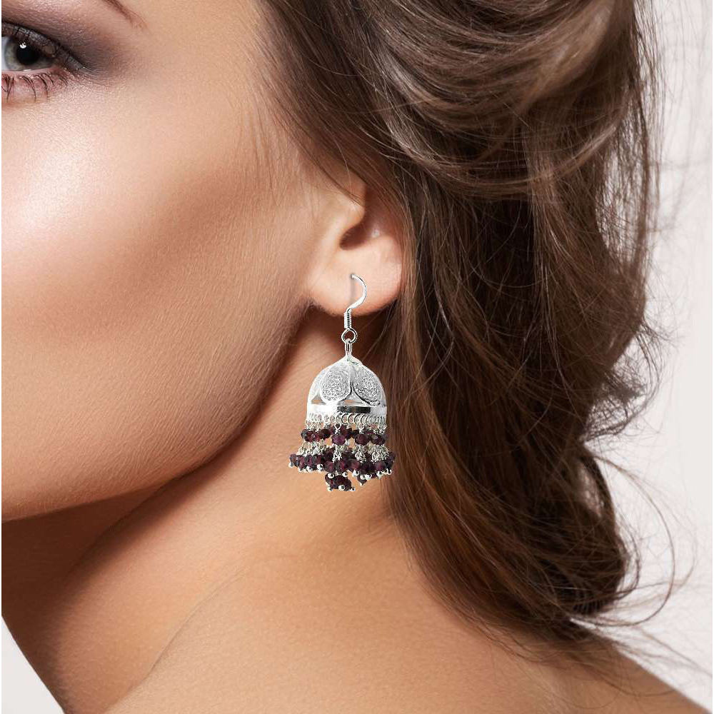 Huge Modern Style ! Ruby 925 Sterling Silver Earrings