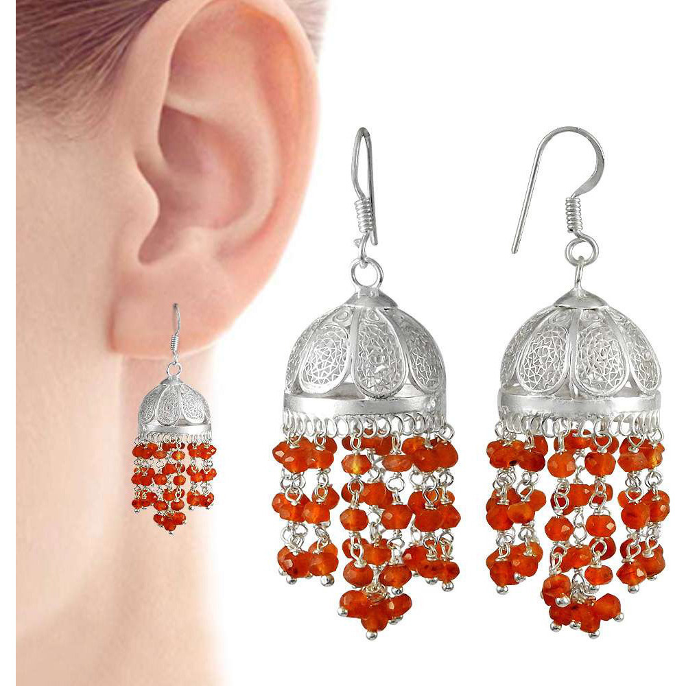 Perfect !! 925 Sterling Silver Carnelian Jhumki