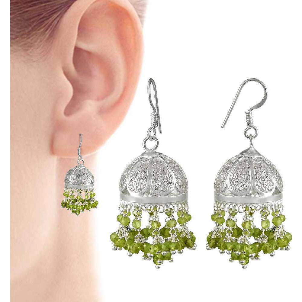 The One  925 Sterling Silver Prehnite Jhumki