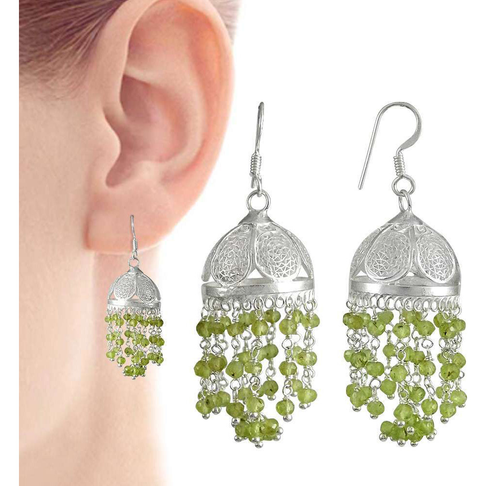 New Faceted  925 Sterling Silver Prehnite Jhumki