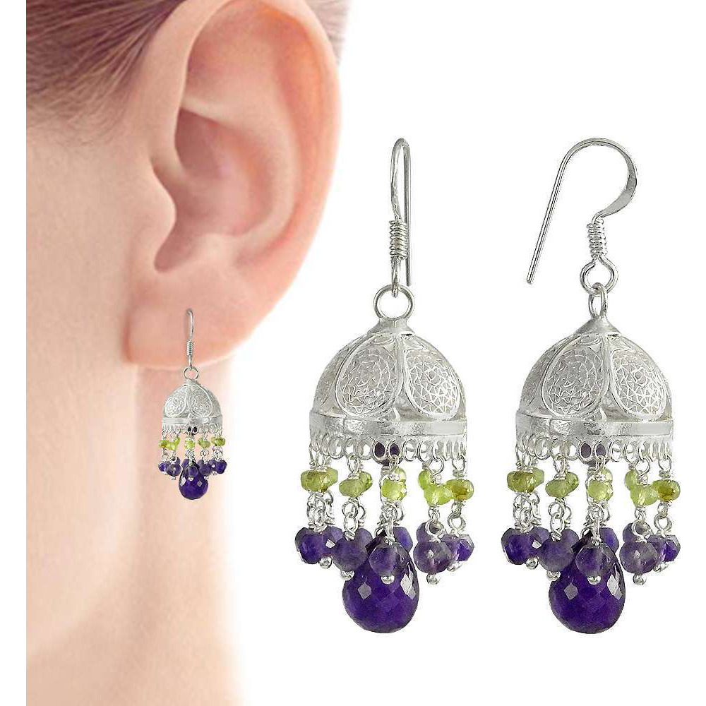 Very Delicate  925 Sterling Silver Amethyst Jhumki