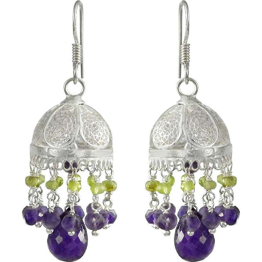 Very Delicate  925 Sterling Silver Amethyst Jhumki