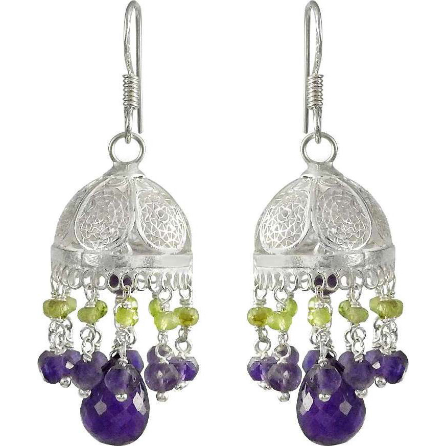 Very Delicate !! 925 Sterling Silver Amethyst Jhumki