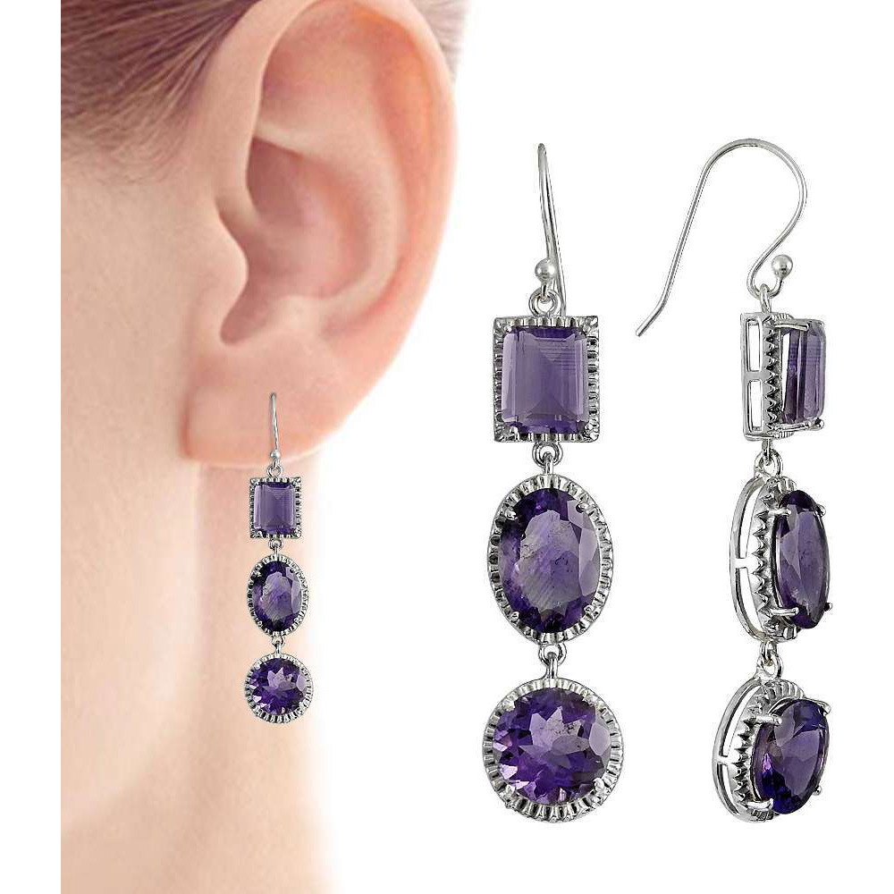 Circle Of Love!! 925 Sterling Silver Amethyst Earrings