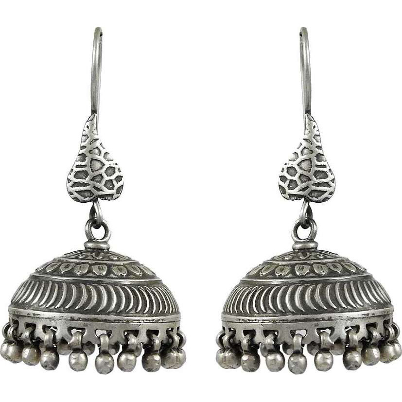 Oxidized 925 Sterling Silver Jhumki Earrings