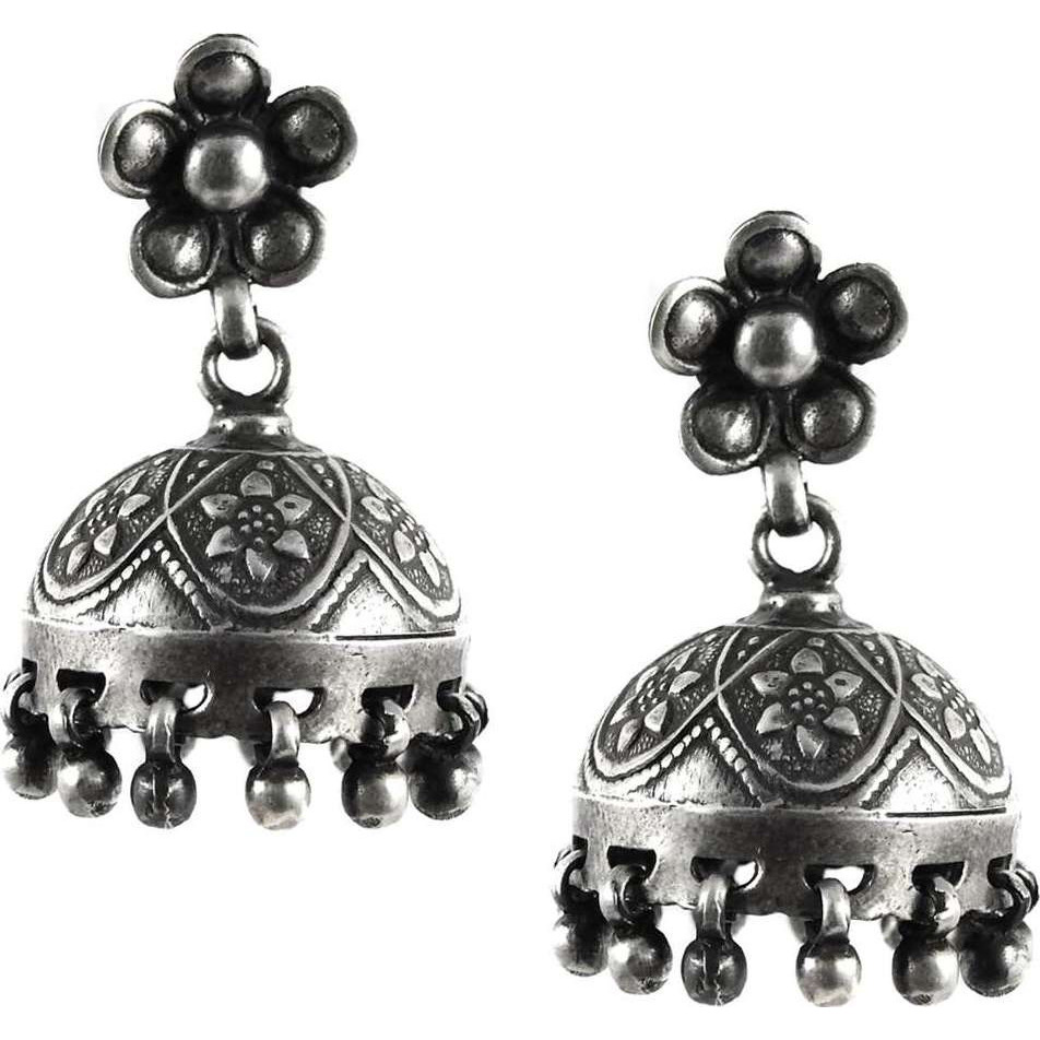 Big Royal Style ! 925 Sterling Silver Jhumki Earrings