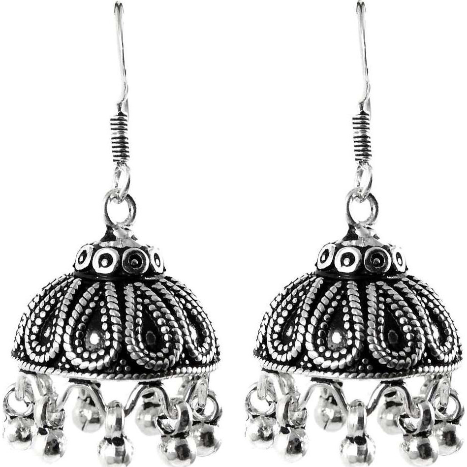 Stunning Natural Rich ! Jhumki 925 Sterling Silver Earrings
