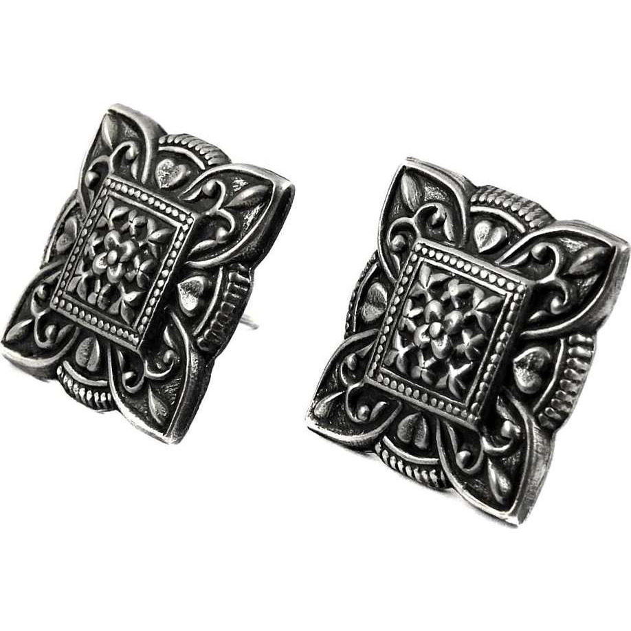 Ethnic Design 925 Sterling Silver Earrings