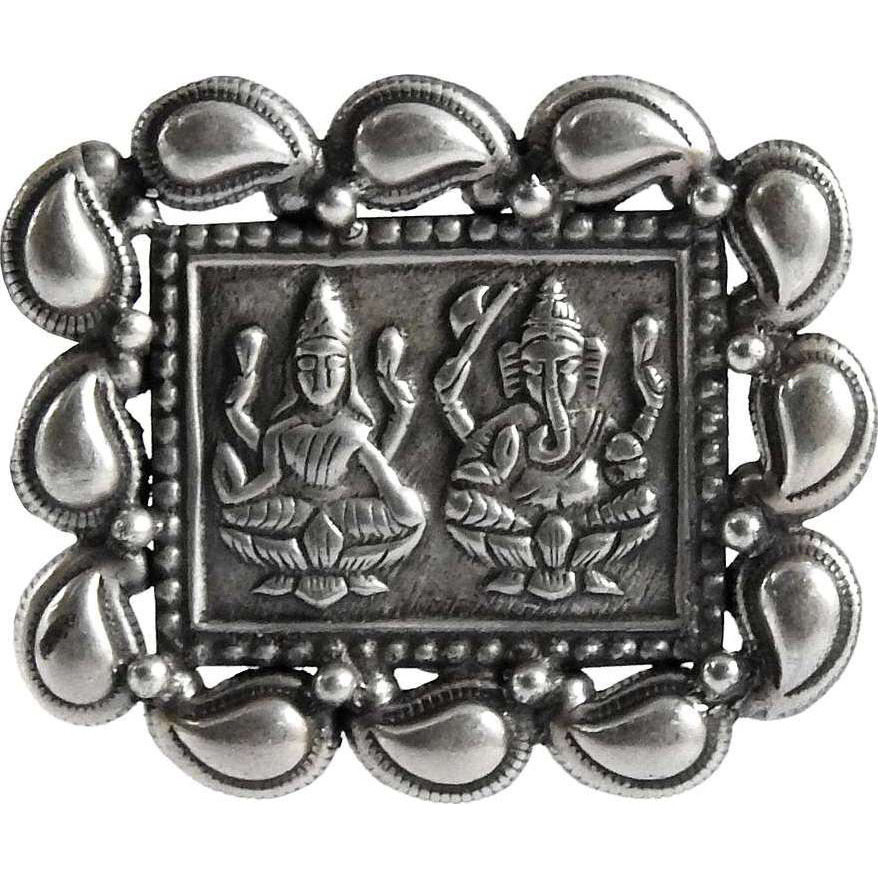 Oxidized Laxmi Ganesh 925 Sterling Silver Studs