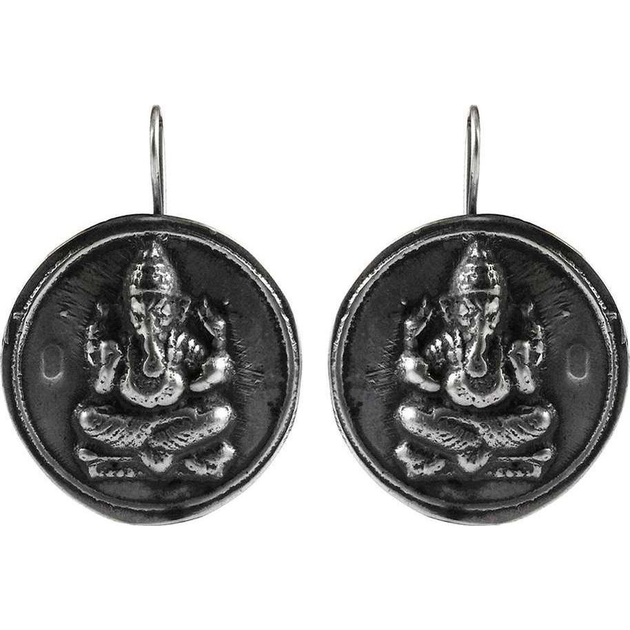 Oxidized 925 Sterling Silver Ganesh Earrings