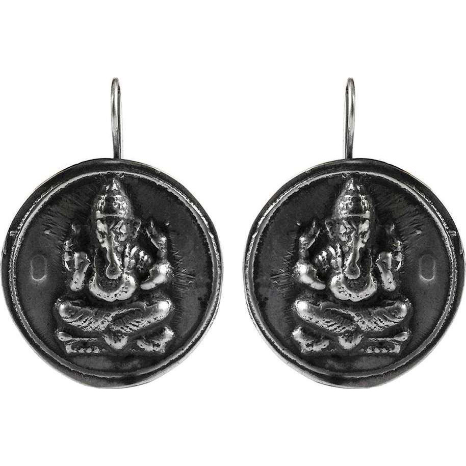 Oxidized 925 Sterling Silver Ganesh Earrings