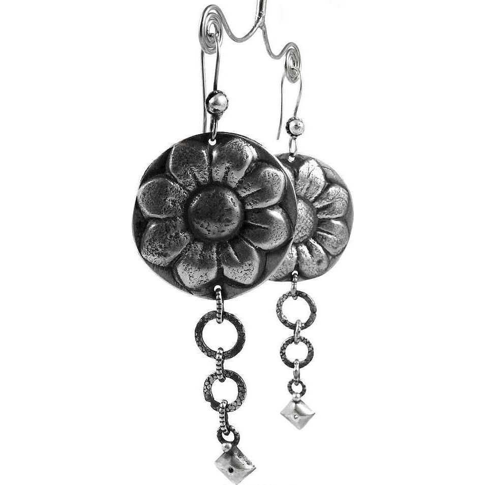Sun Flower Style 925 Sterling Silver Earrings