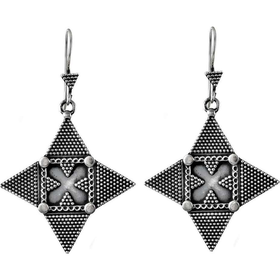 Four Corner Oxidized 925 Sterling Silver Earrings