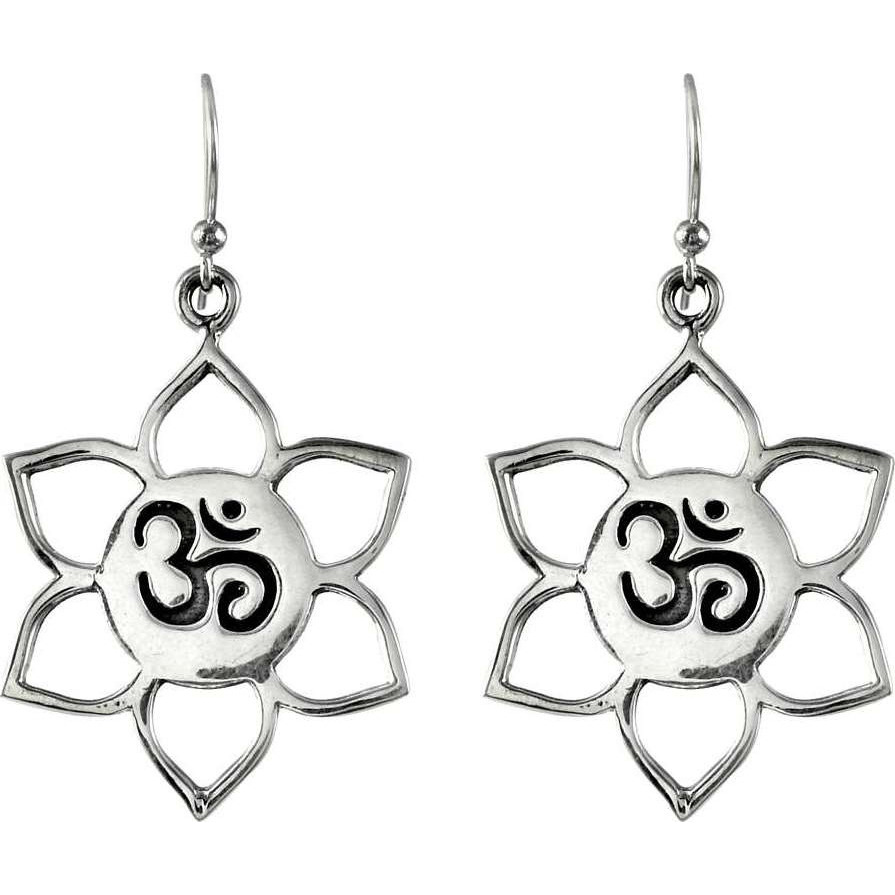 Flower Design  925 Sterling Silver OM Earrings
