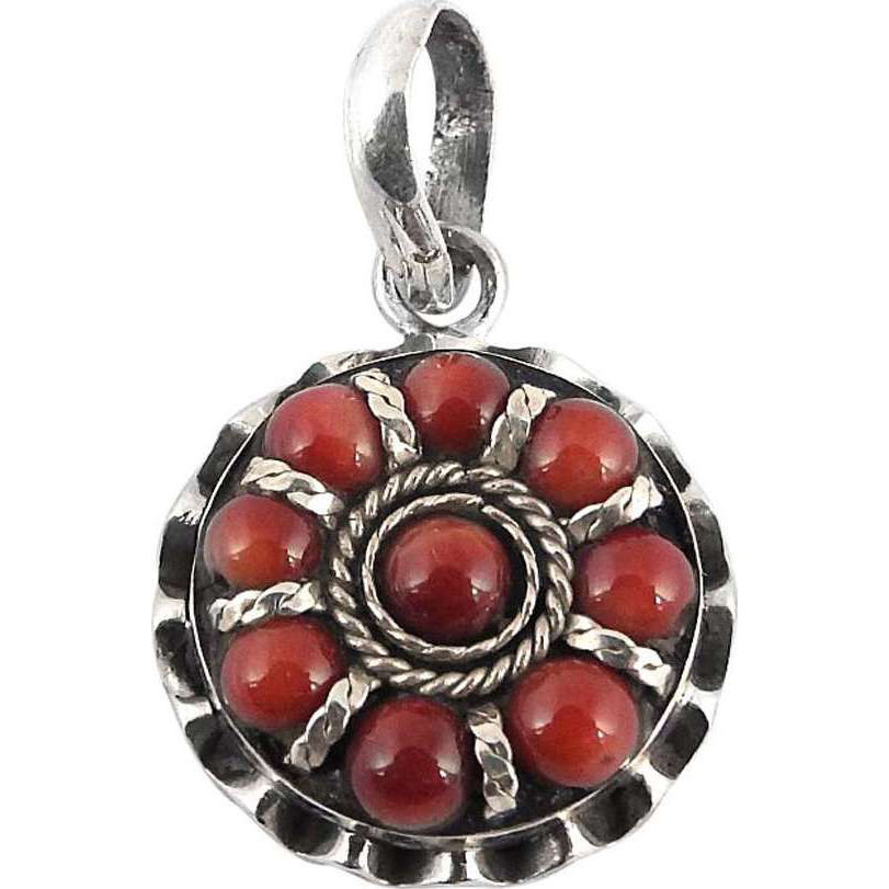 Daisy Moss Coral 925 Sterling Silver Pendants