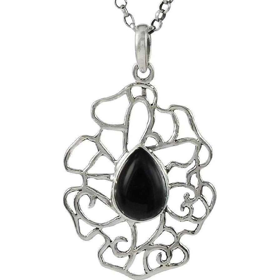 Classy Design  925 Sterling Silver Black Onyx Pendant