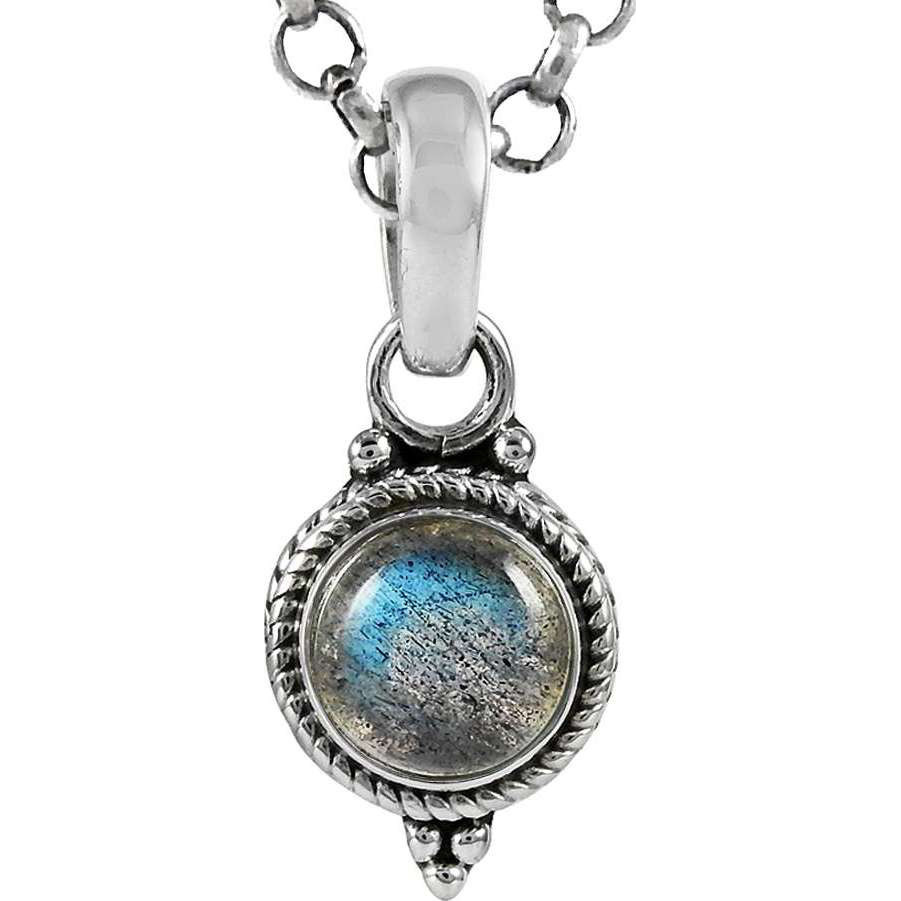 Simple 925 Sterling Silver Labradorite Charm Pendant