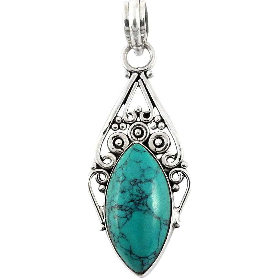 Top Quality African 925 Silver Turquoise Pendant