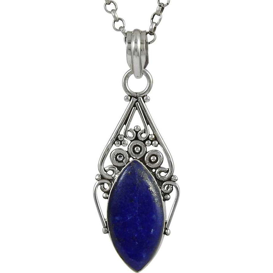 Big Natural  925 Sterling Silver Lapis Pendant