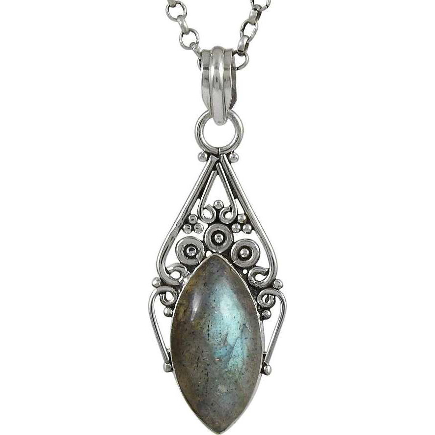 Sterling silver sales labradorite necklace