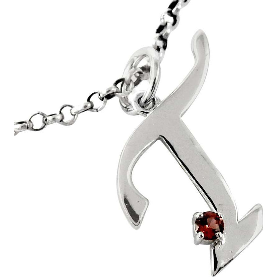 Garnet Gemstone 925 Sterling Silver T Letter Pendant